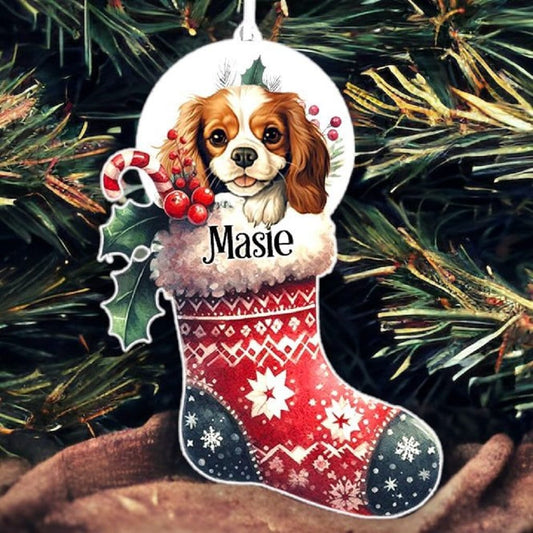 Personalised Cavalier King Charles Spaniel Pet Dog Christmas Stocking Bauble
